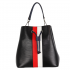 Zeekas Stylish Solid Black With Red And White Bucket Tote Sling Bag For Women